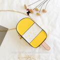 bolsa de hombro de las muchachas 2017 bolsa de tira larga bolsa de diseñador de helado amarillo